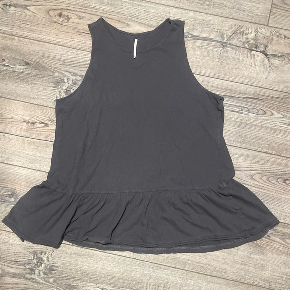 Free people pleated gray boho prairie peasant top - Picture 1 of 2